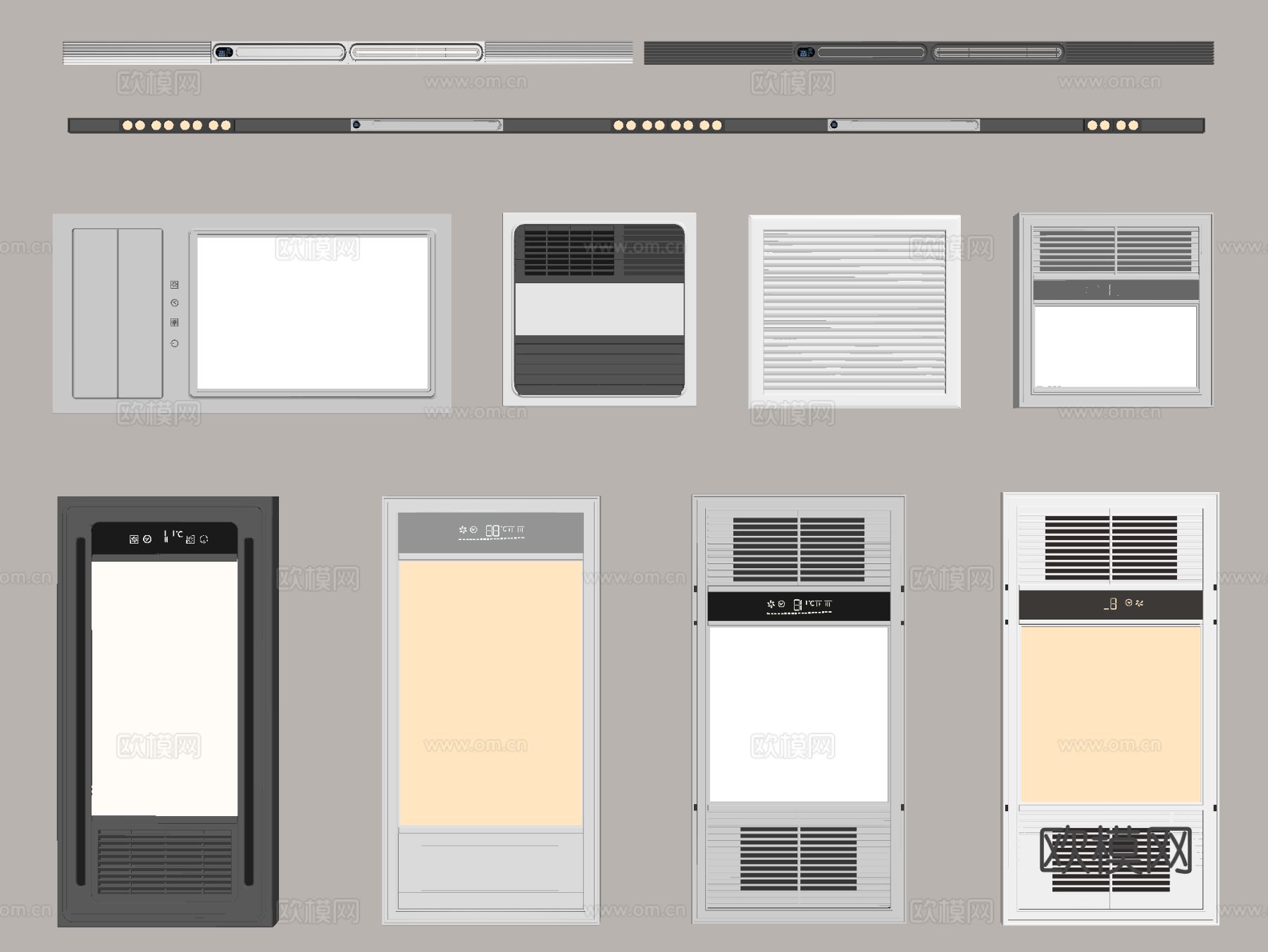 浴霸风暖机 平板灯 排气扇 集成浴霸su模型