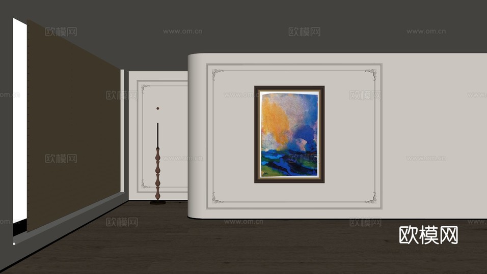 美式装饰画su模型下载(渲染图1)