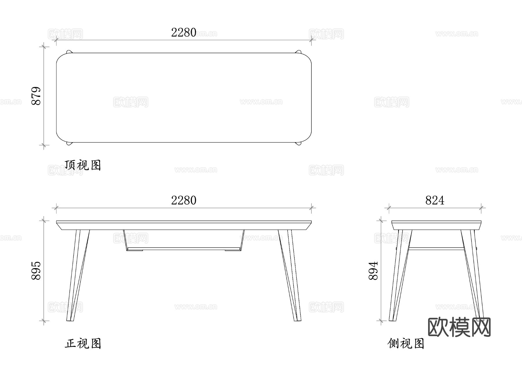 宜家里斯本电视柜 宜家 LISABO 电视柜 CAD三视图