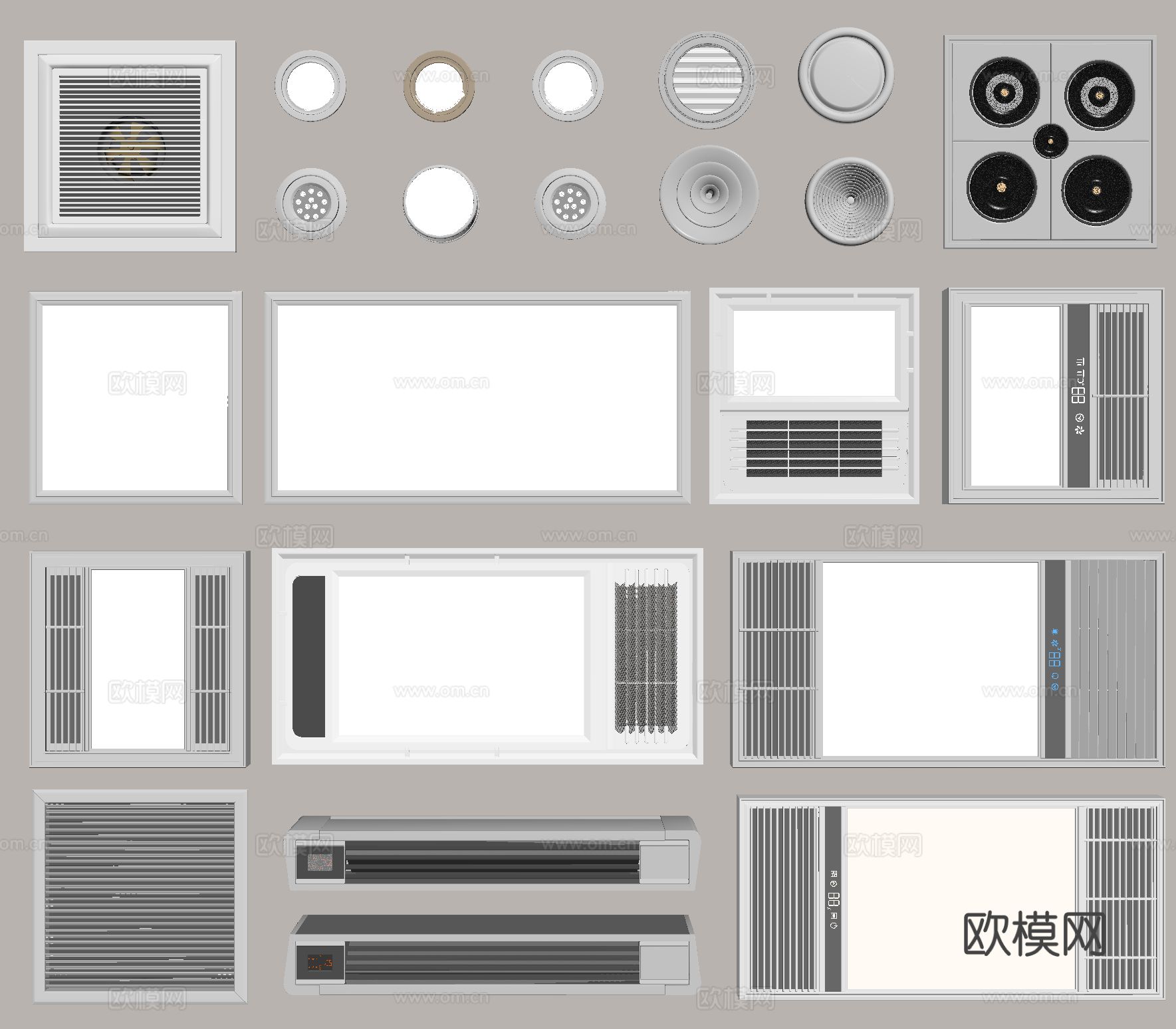 排风扇 浴霸 集成浴霸 风暖机su模型