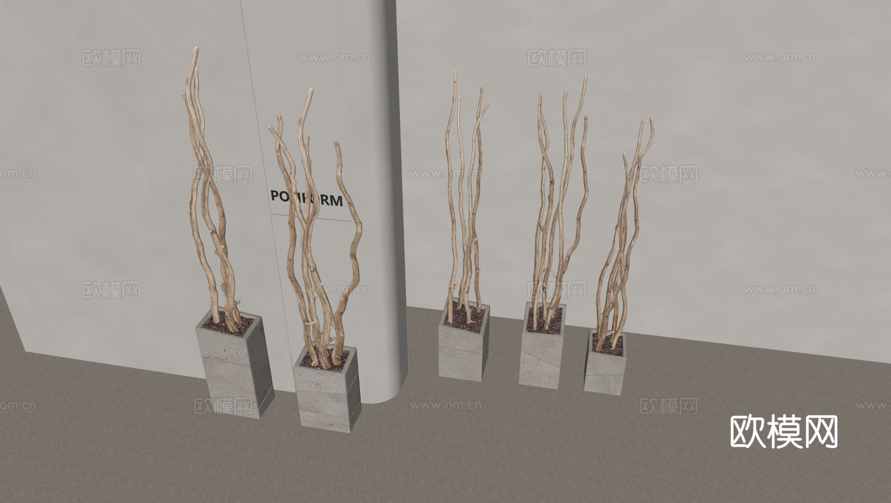 干支 干花藤盆栽 造景su模型