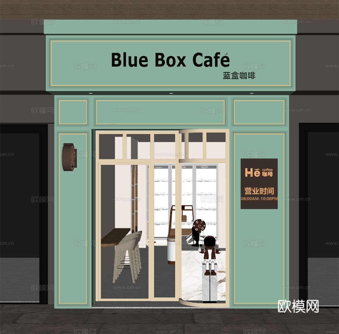 现代咖啡店门头su模型