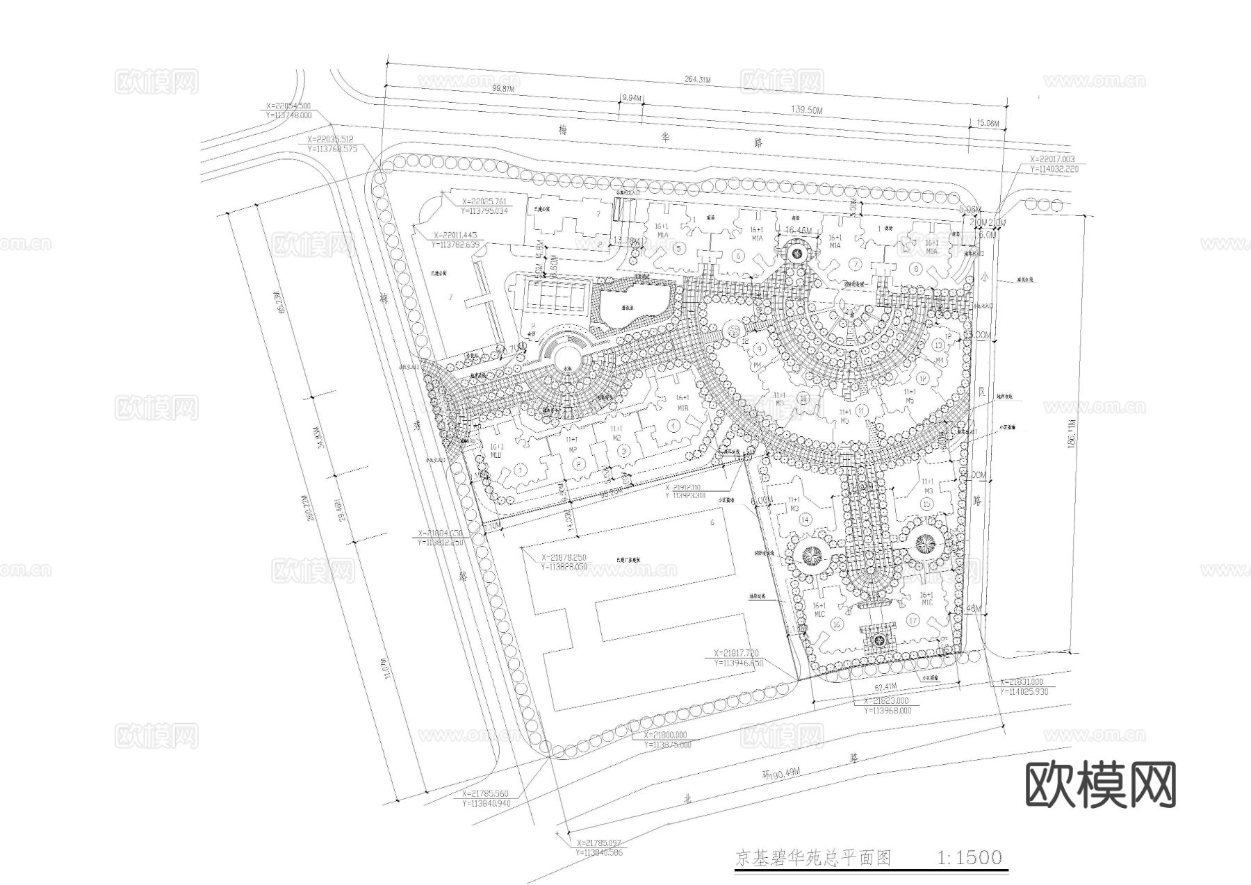 金基碧华苑建筑CAD总平图下载