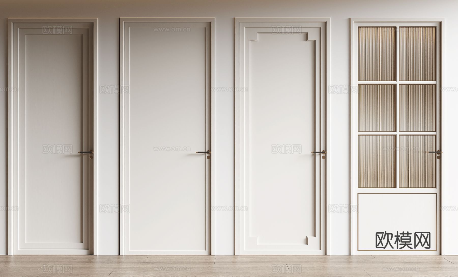 奶油风门 单开门 卫浴门 平开门3d模型下载