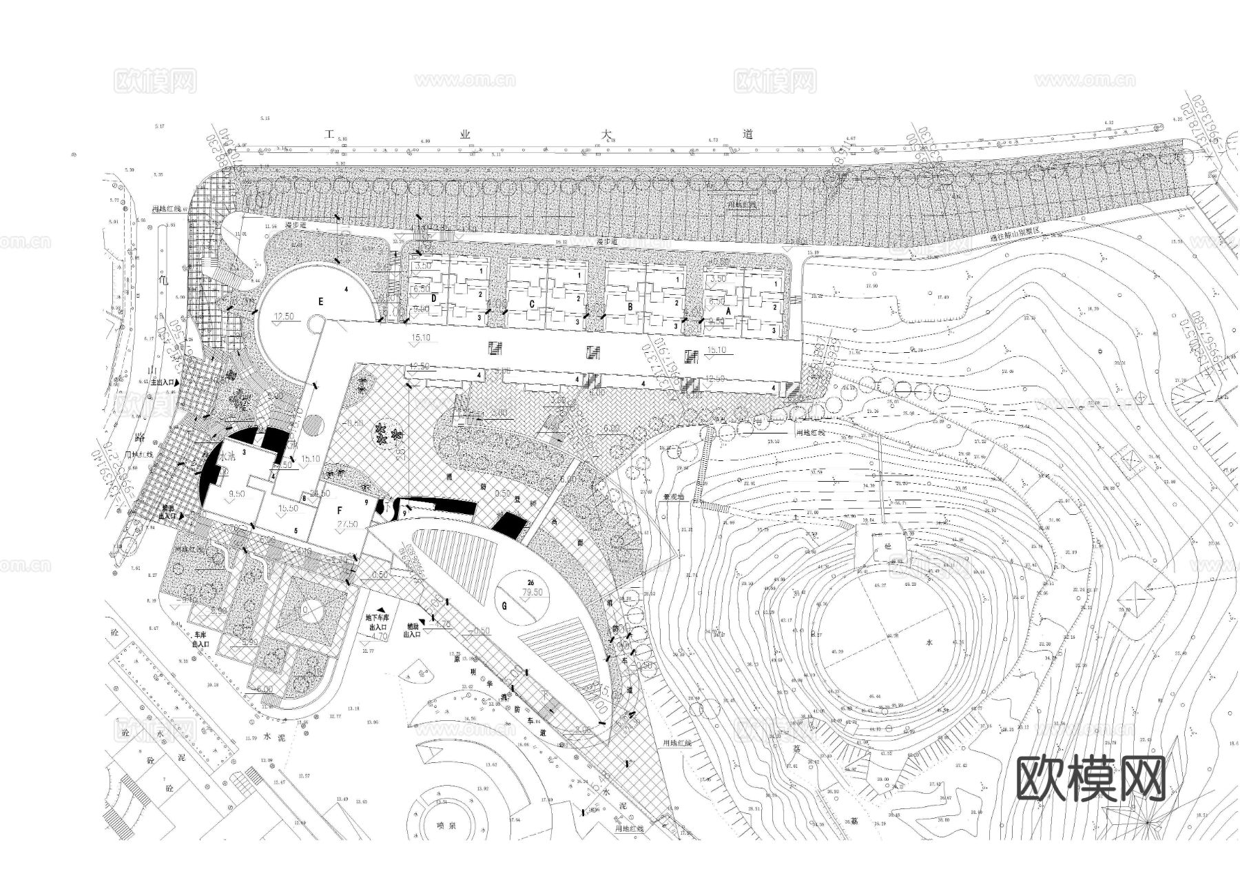 蛇口虎山公寓CAD总平图下载