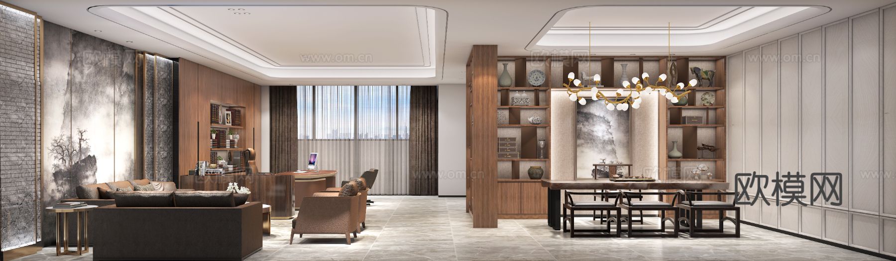 总经理室 董事长室3d模型下载（渲染图3）