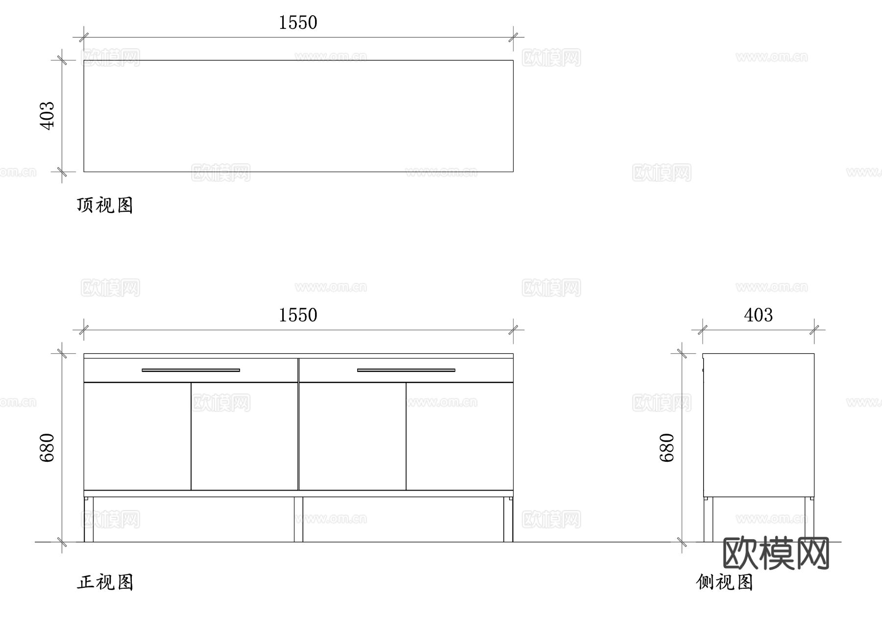 宜家餐厅边柜CAD图块下载