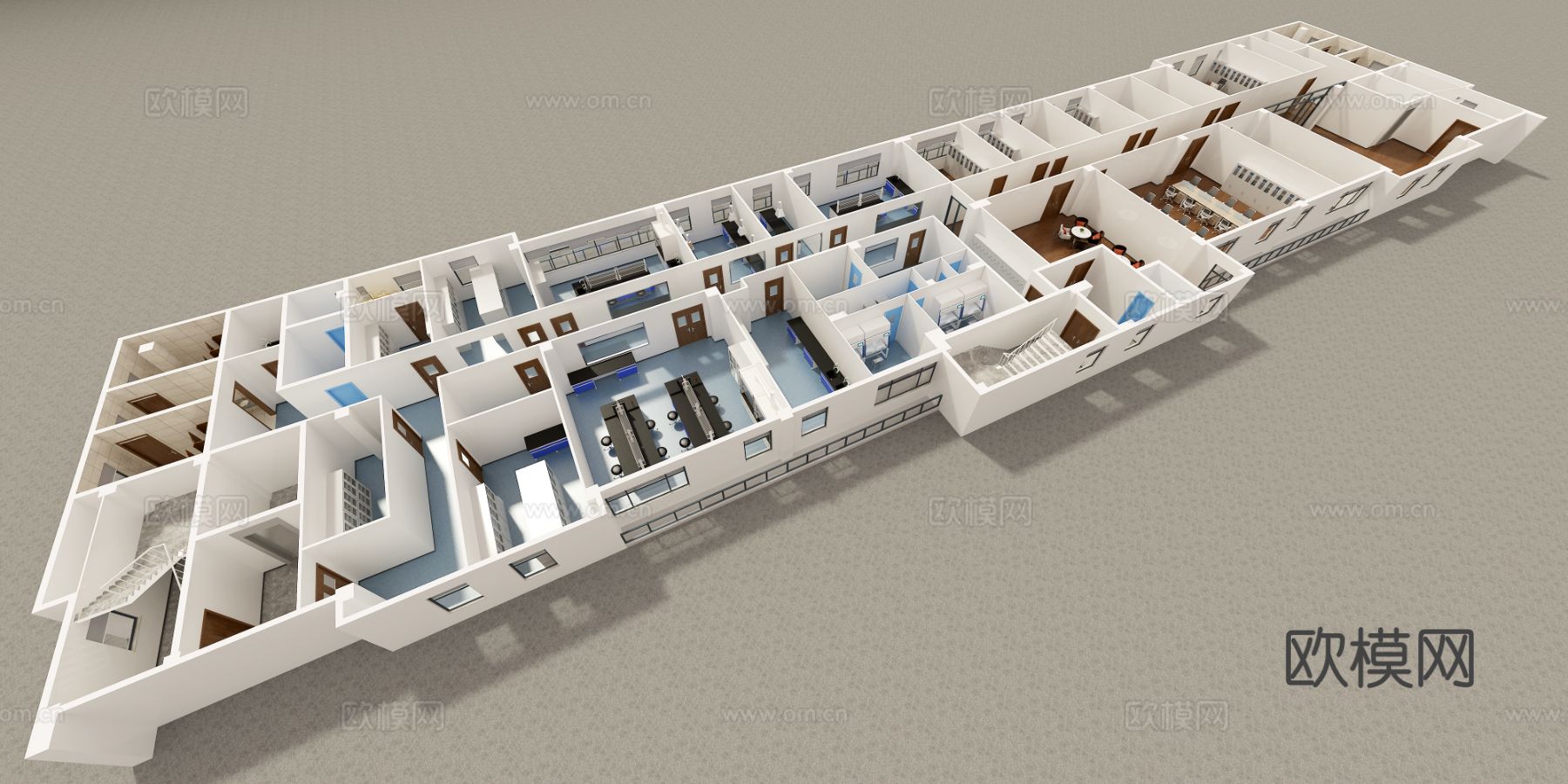 现代实验室鸟瞰图3d模型