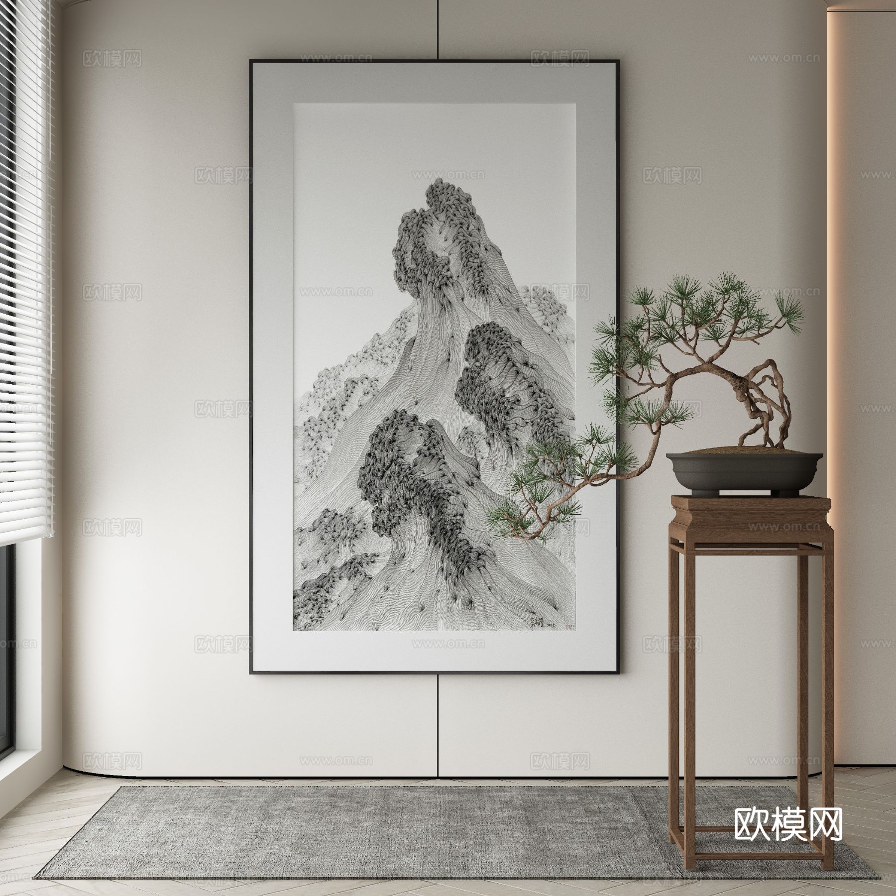 新中式装饰画 山脉画 挂画3d模型