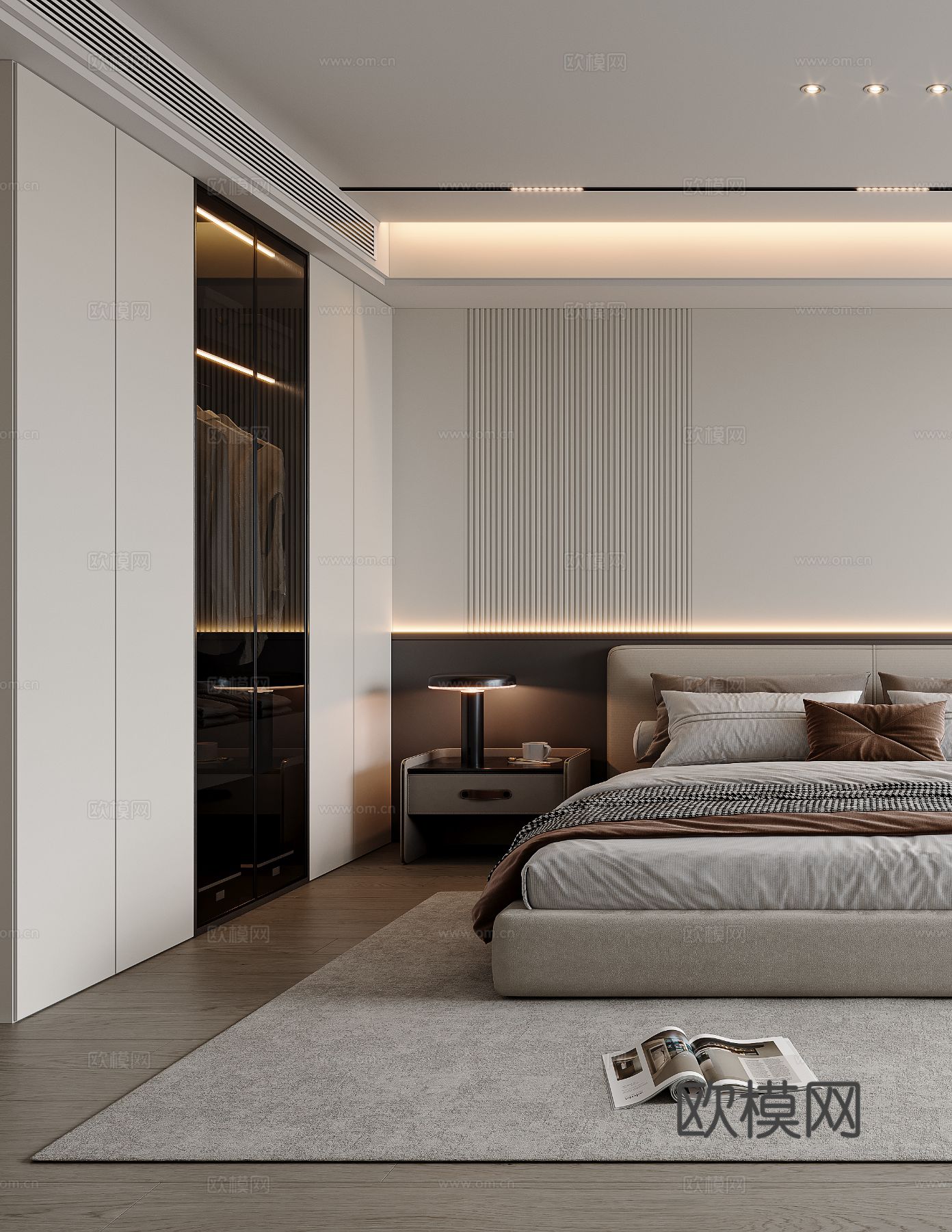 现代卧室 主卧3d模型下载（渲染图2）