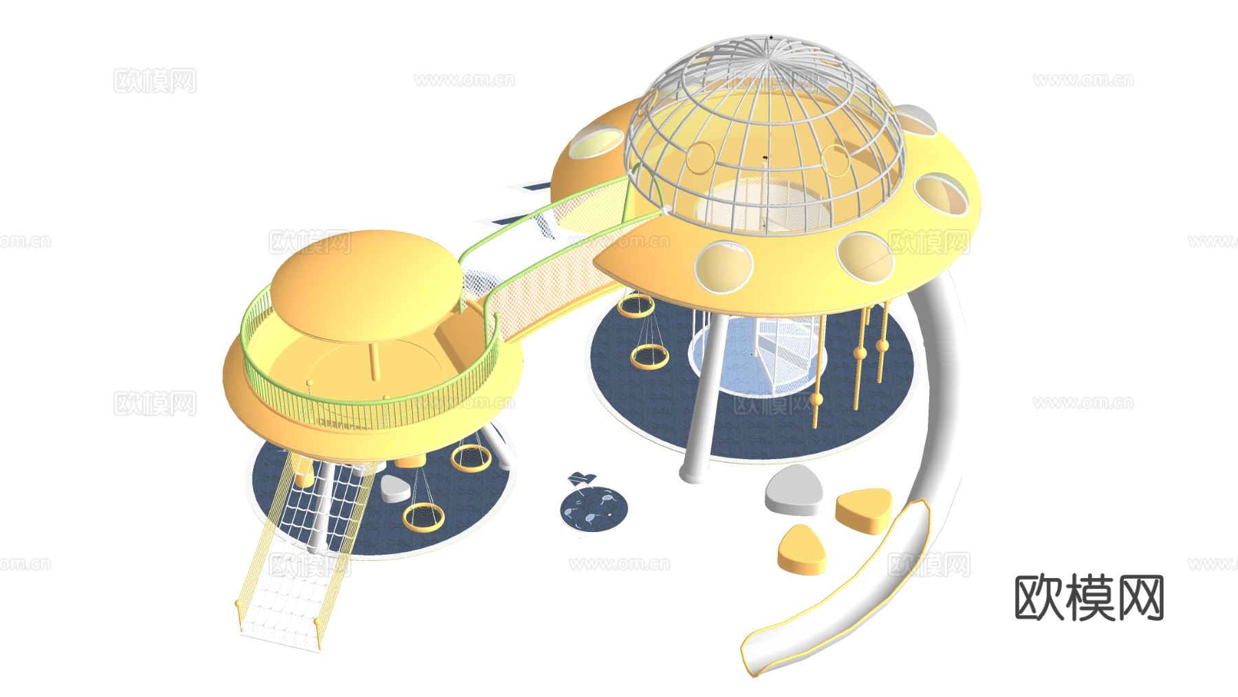 现代儿童滑梯 儿童游乐器材su模型
