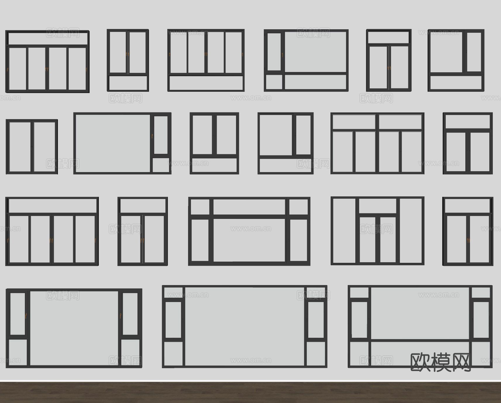 现代窗户 窗子su模型