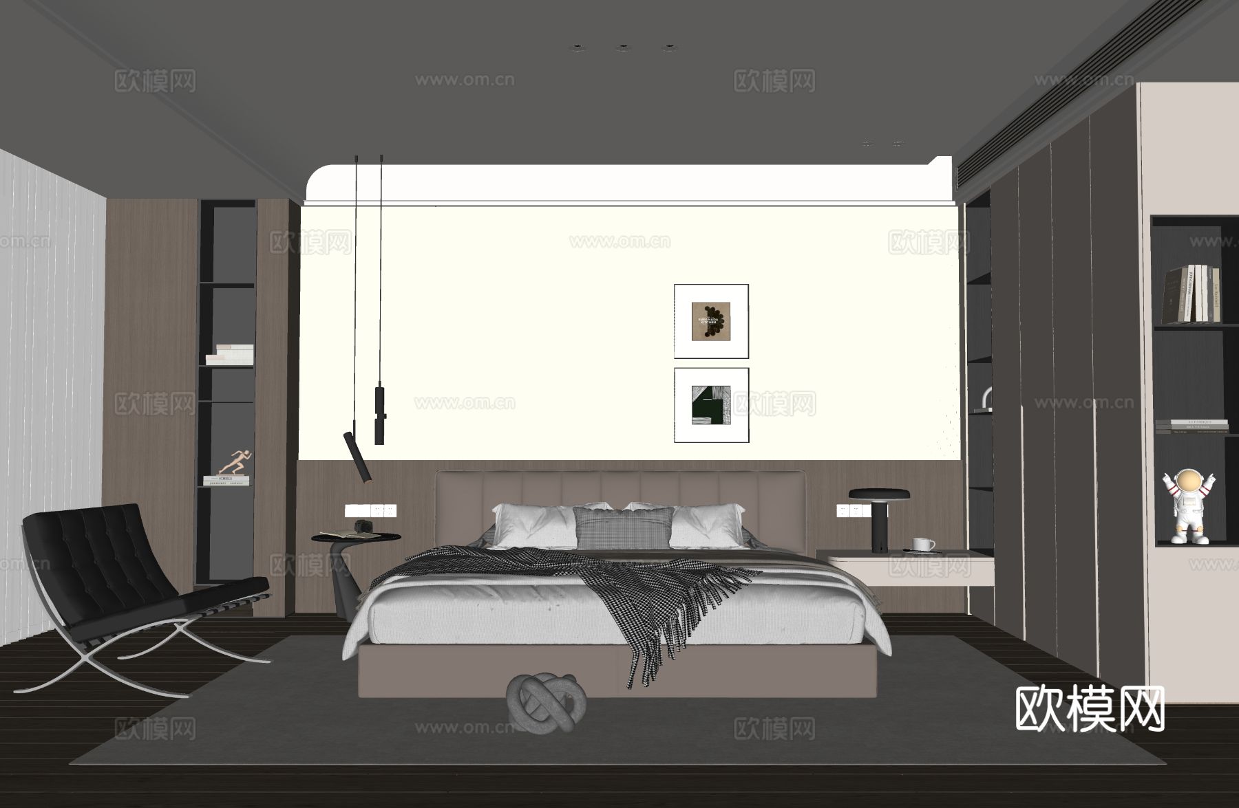意式卧室 主卧su模型下载（渲染图1）