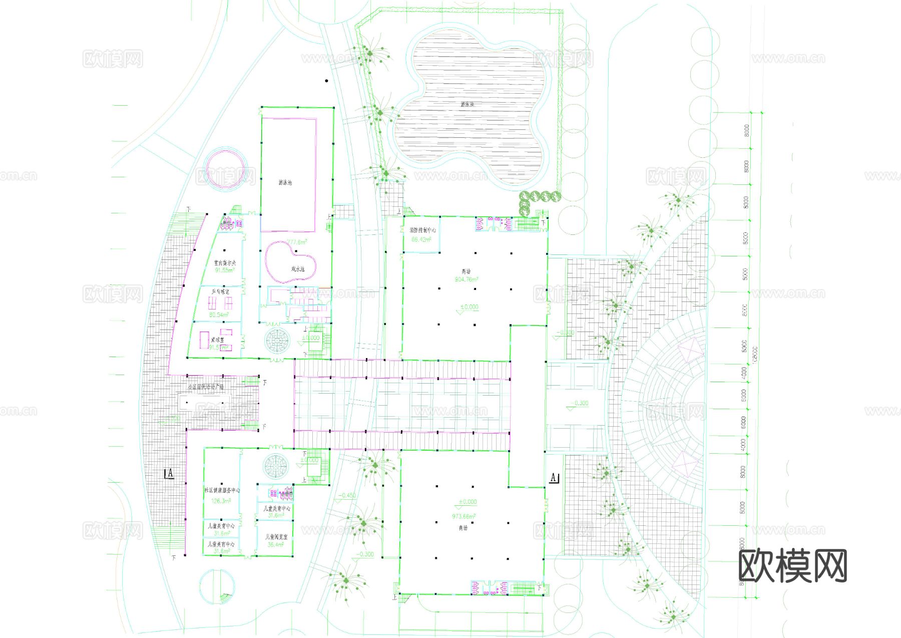 会所cad施工图下载（渲染图2）