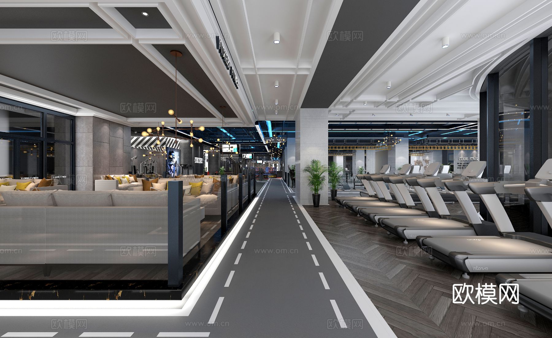 现代健身房装修效果图下载（渲染图5）
