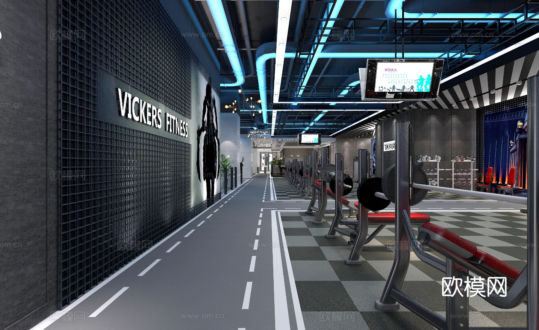 现代健身房装修效果图下载（渲染图10）