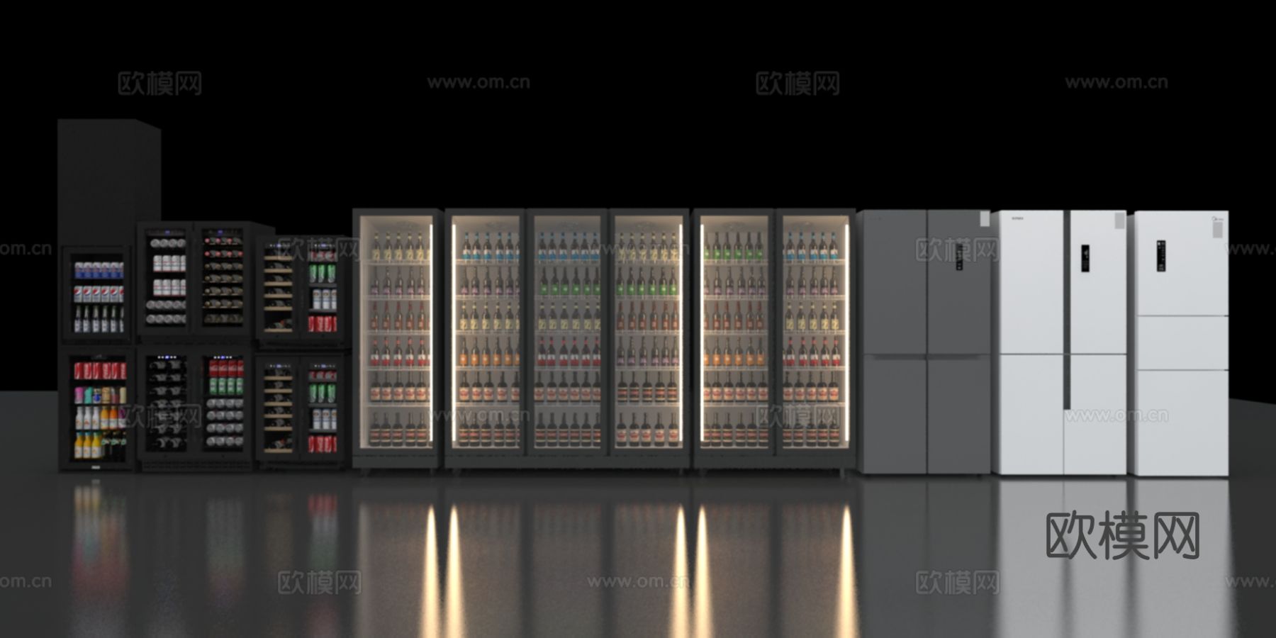 单开门冰箱 双开门冰箱 冷藏柜免费3d模型