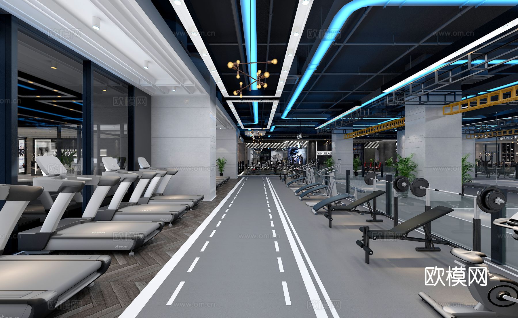 现代健身房装修效果图下载（渲染图6）