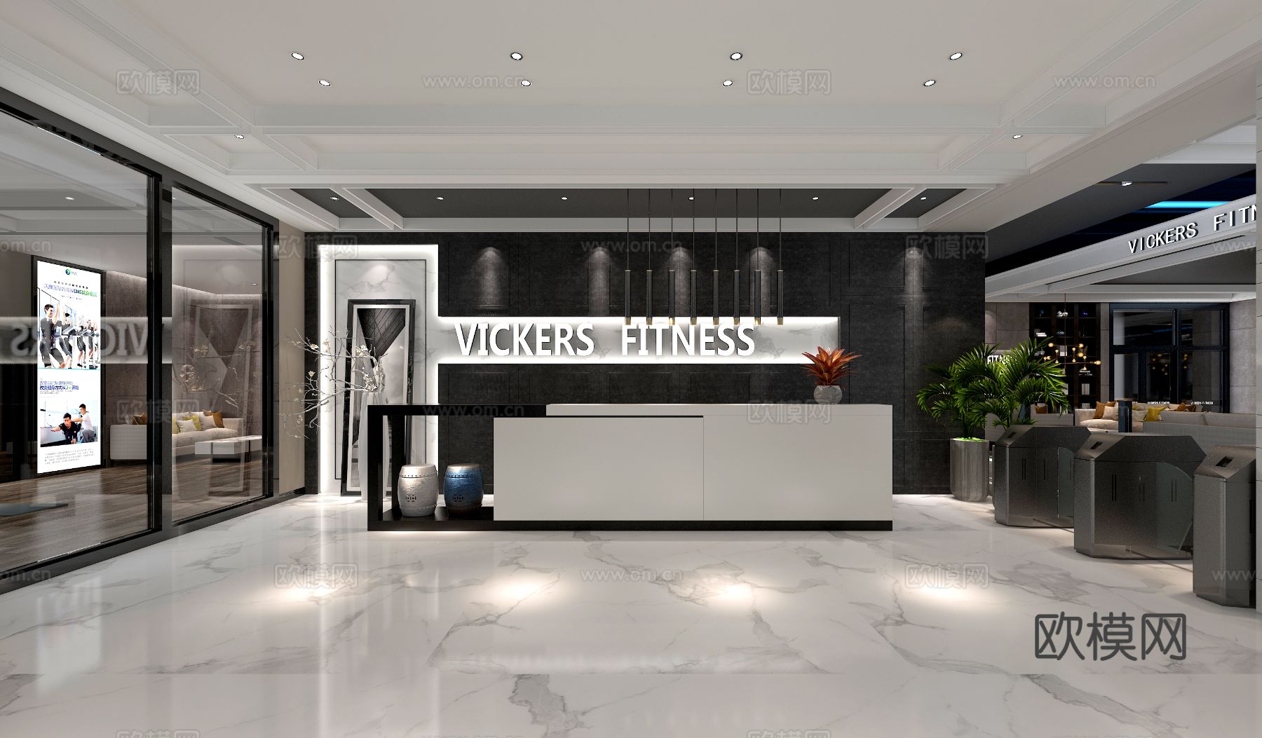 现代健身房装修效果图下载（渲染图1）