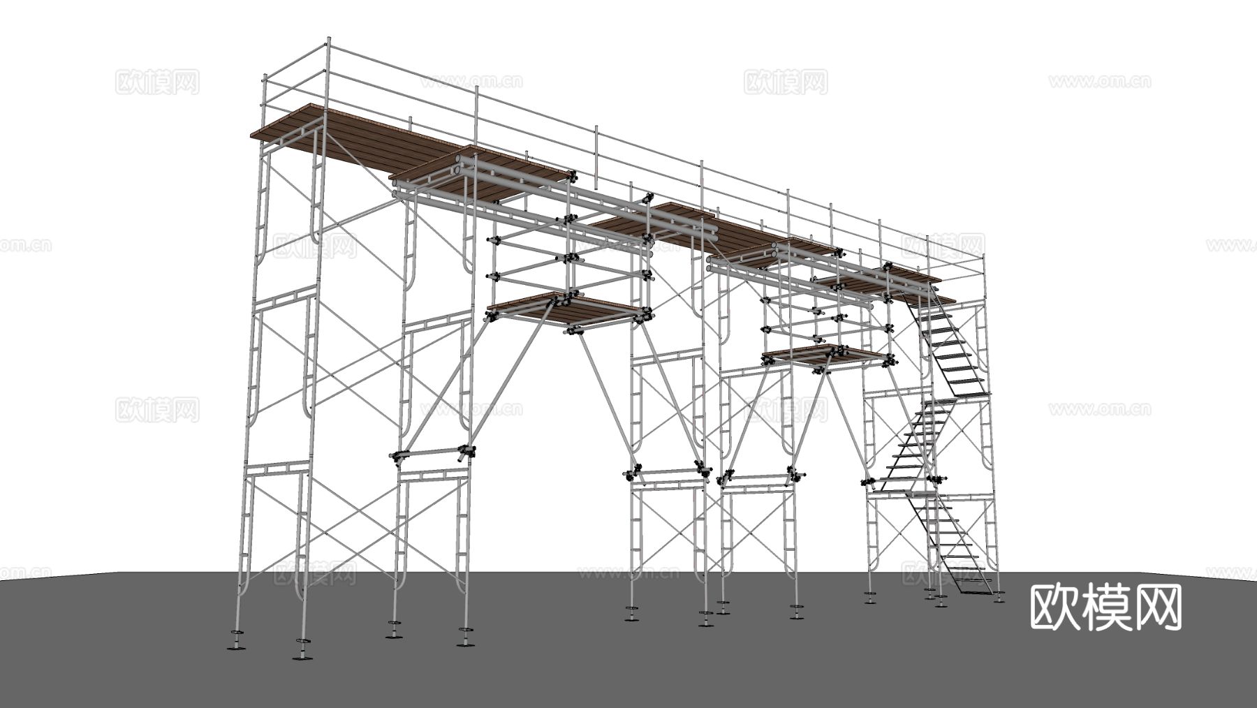 现代工地脚手架 登高架 爬梯 工地梯子su模型