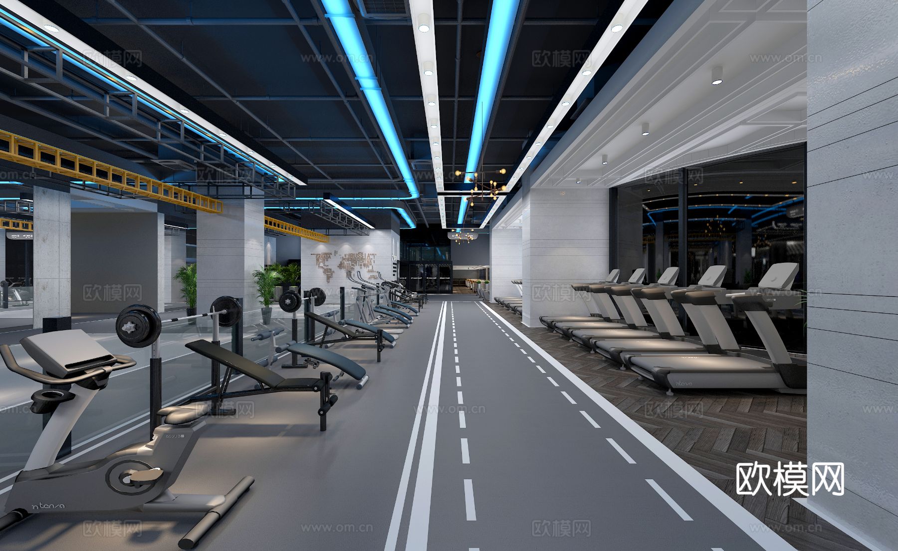 现代健身房装修效果图下载（渲染图4）