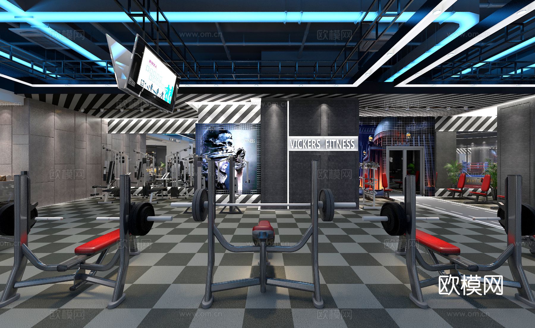 现代健身房装修效果图下载（渲染图13）