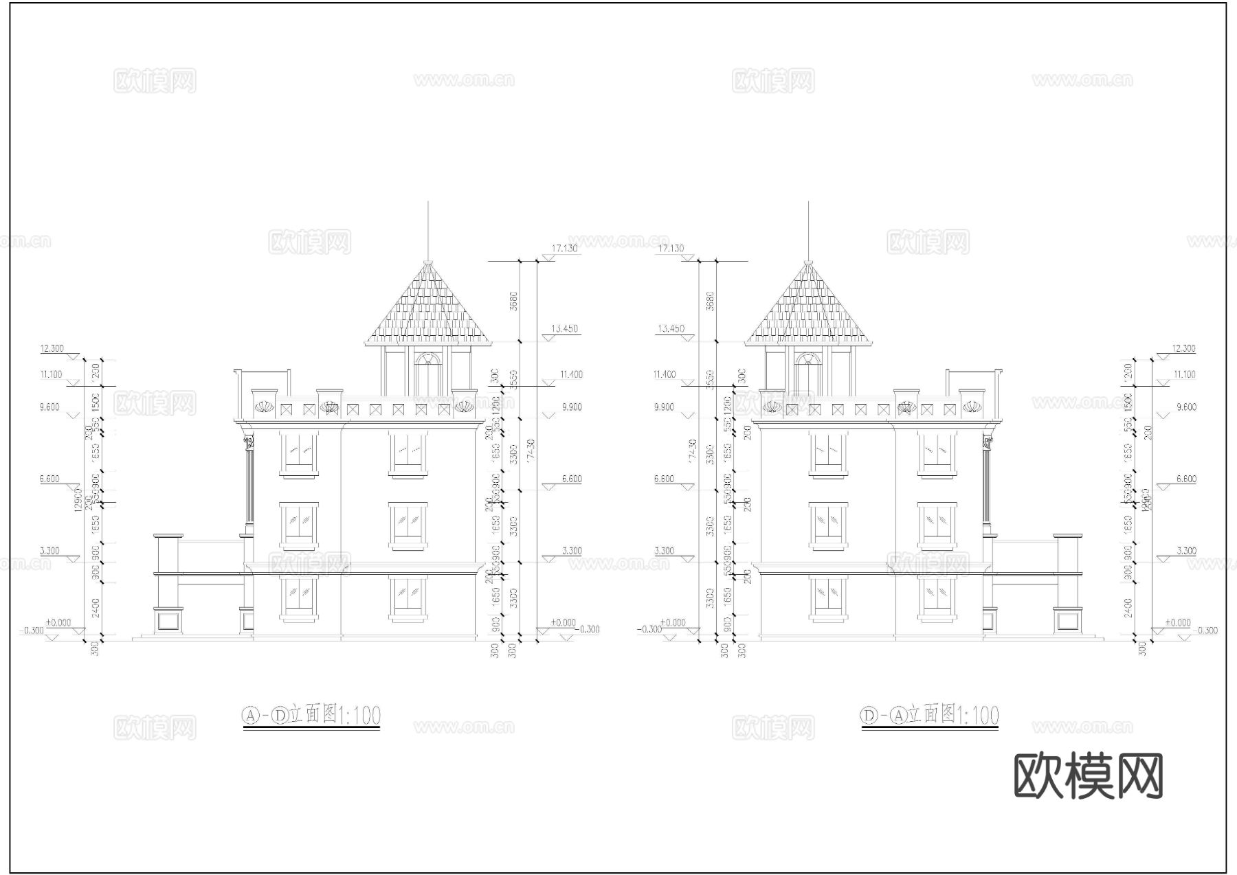 农村自建别墅cad施工图