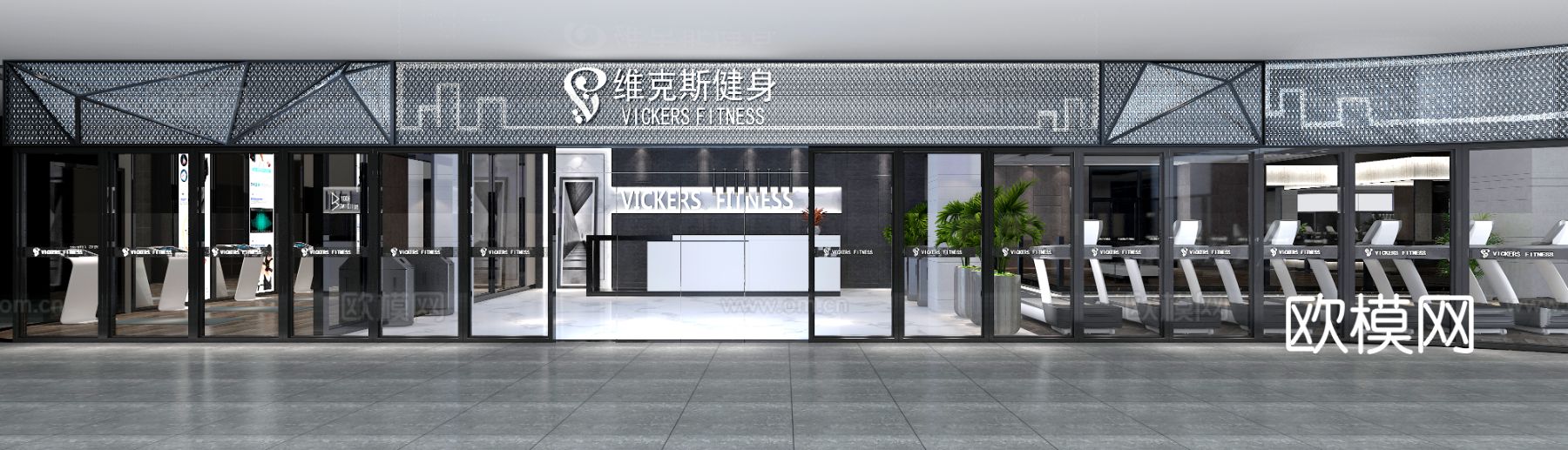 现代健身房装修效果图下载（渲染图2）