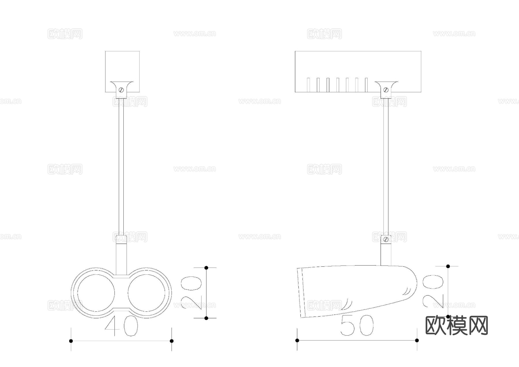 灯具 家具 车 小品 植物cad大样图