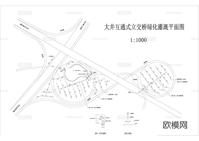 立交橋綠化完整版cad施工圖下載(渲染圖1)