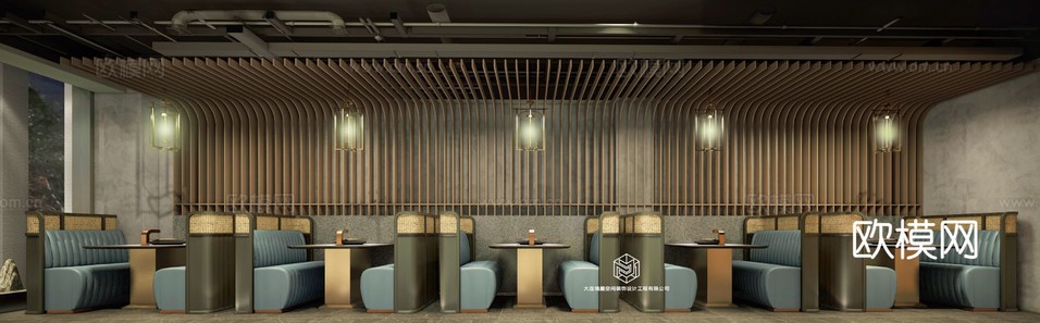 侘寂烤肉店 餐飲裝修效果圖下載(渲染圖3)