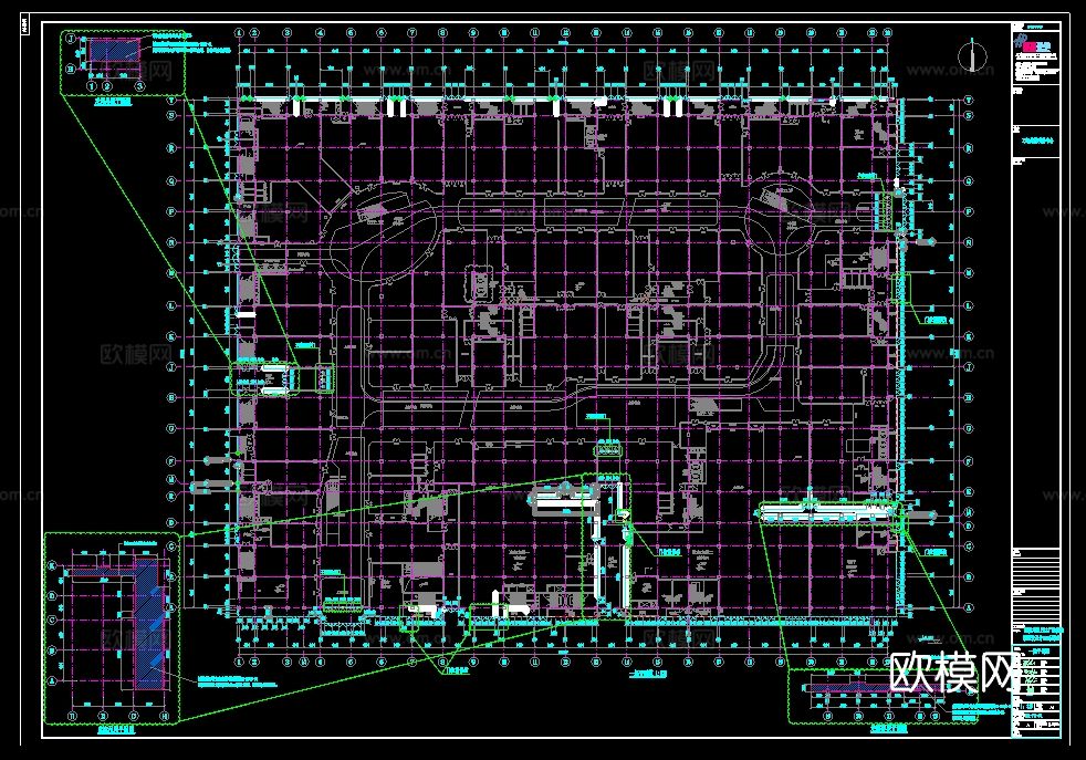 2019年【建筑幕墙设计CAD】大型商业广场综合体地下超市项cad施工图