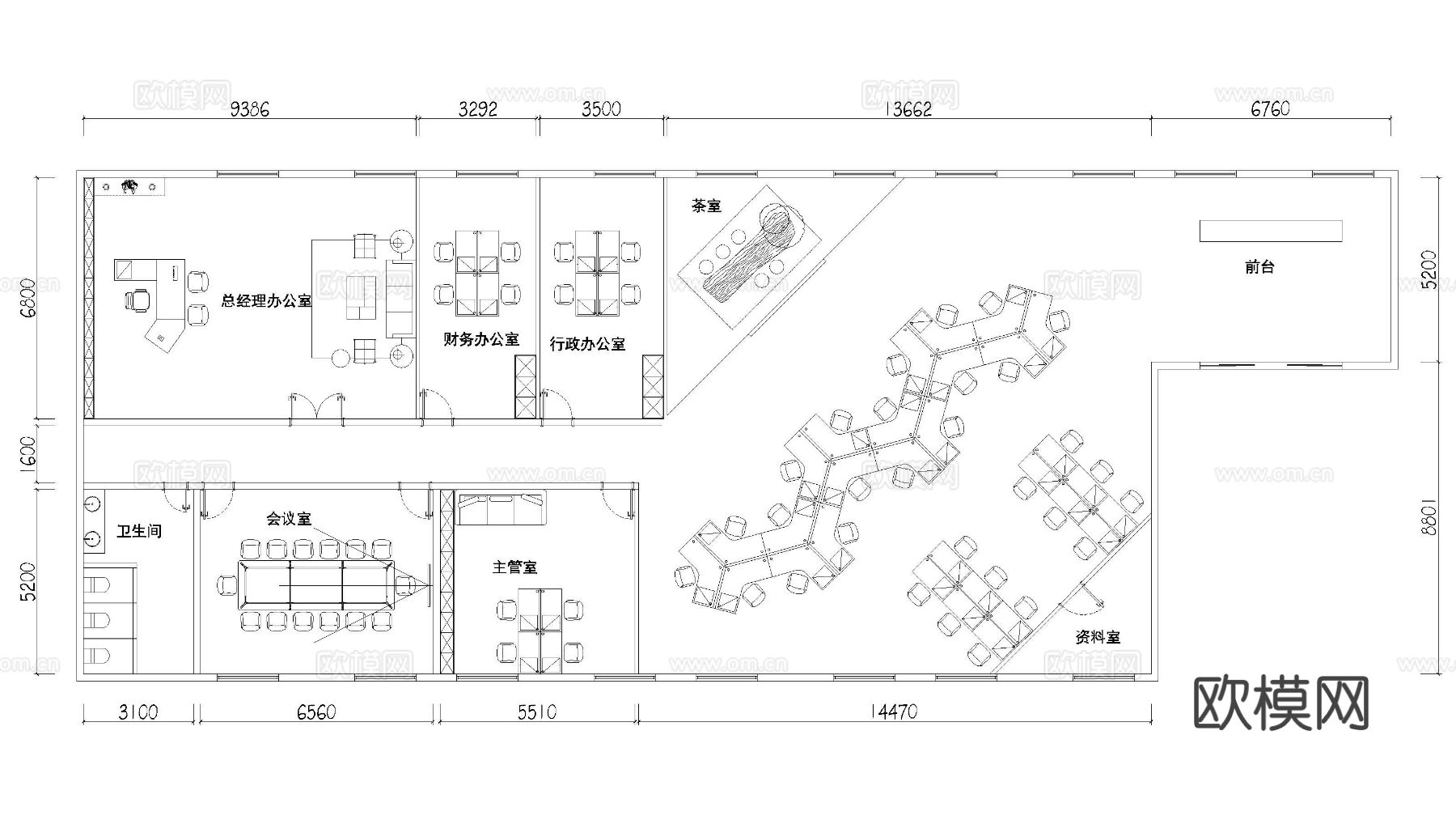 办公室展厅平面布置图cad施工图