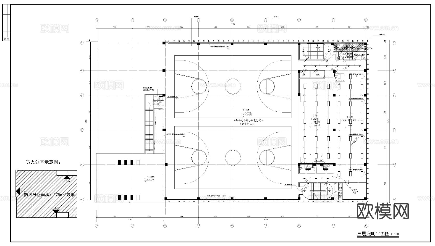 某中学后勤综合楼电气cad施工图