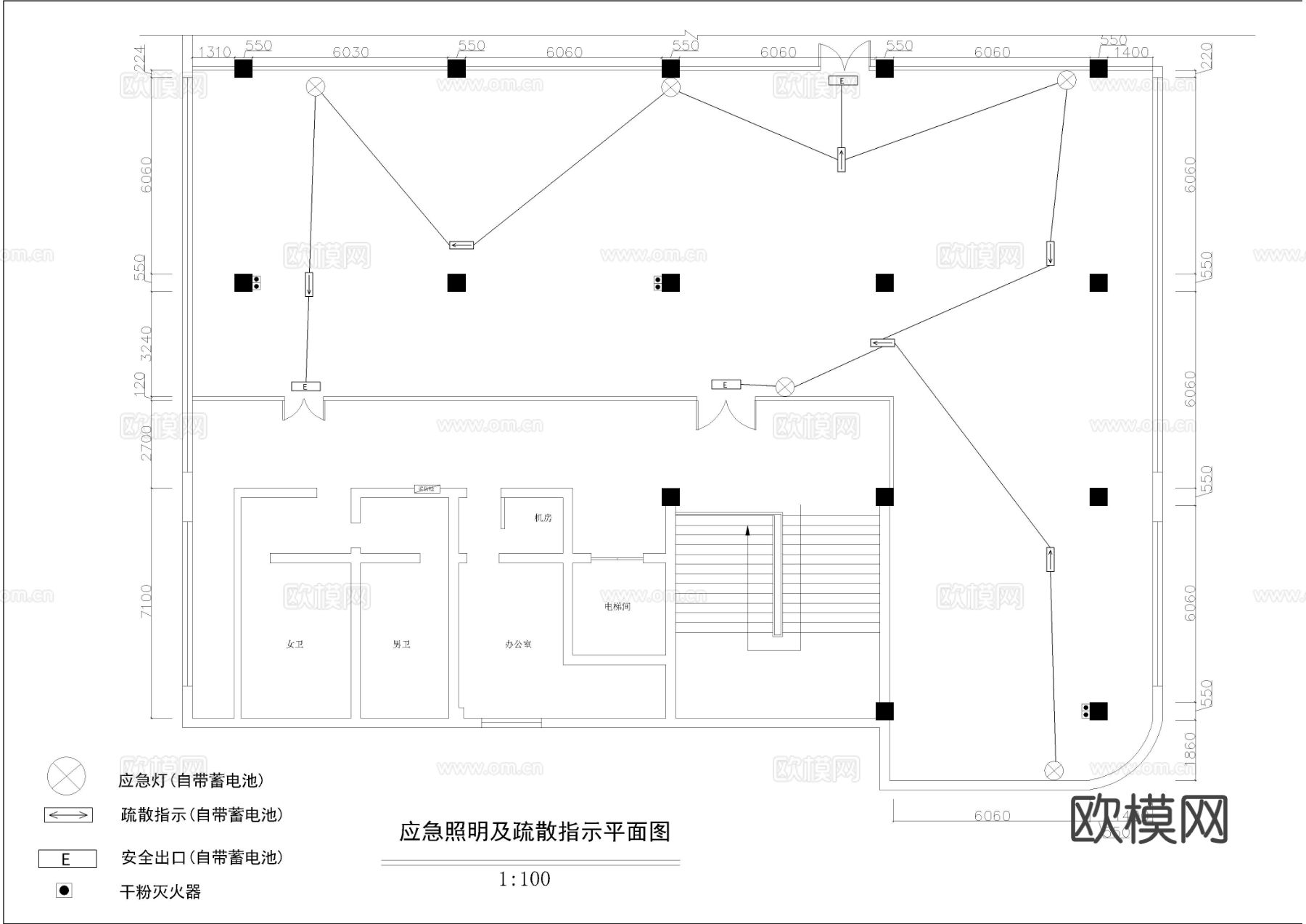 现代风网咖装修cad施工图