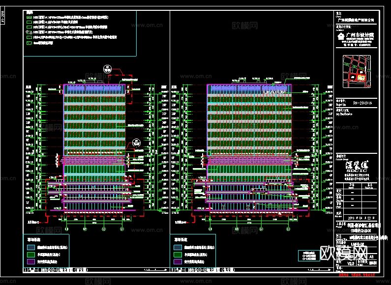 2019年【建筑幕墙设计CAD】超高层办公综合体项目cad施工图