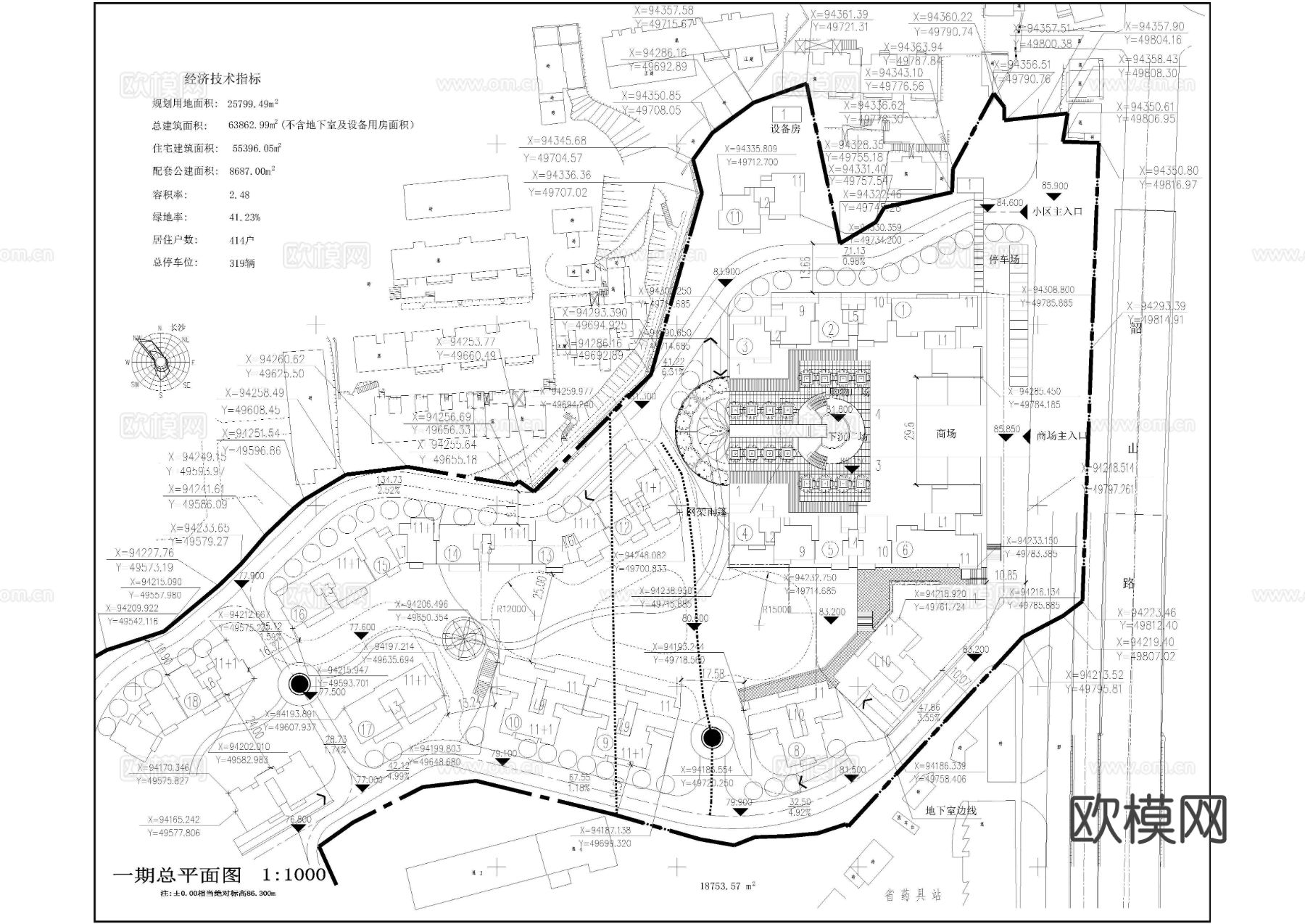 湖南华银园小区建筑cad施工图