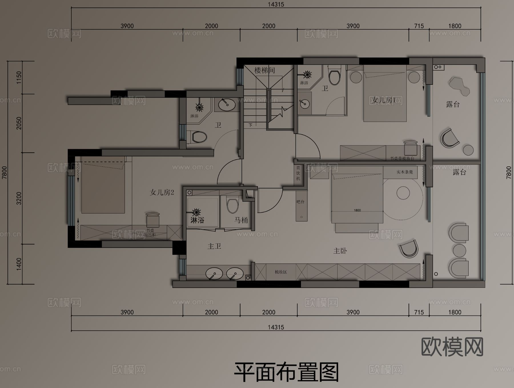 卧室平立面cad施工图