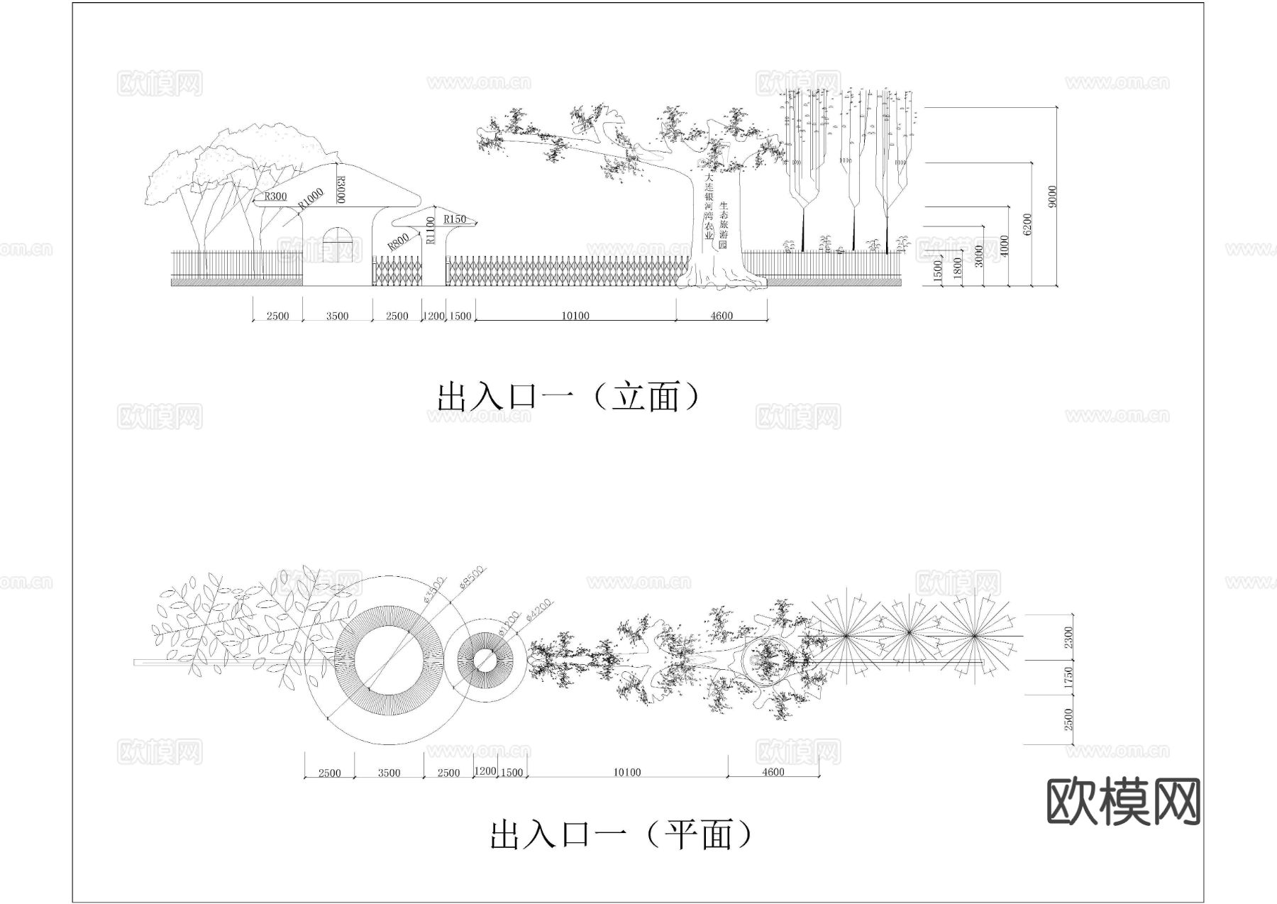 生态旅游园景观cad施工图