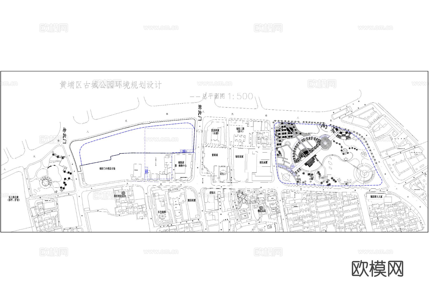 黄埔区古城公园环境规划设计cad施工图