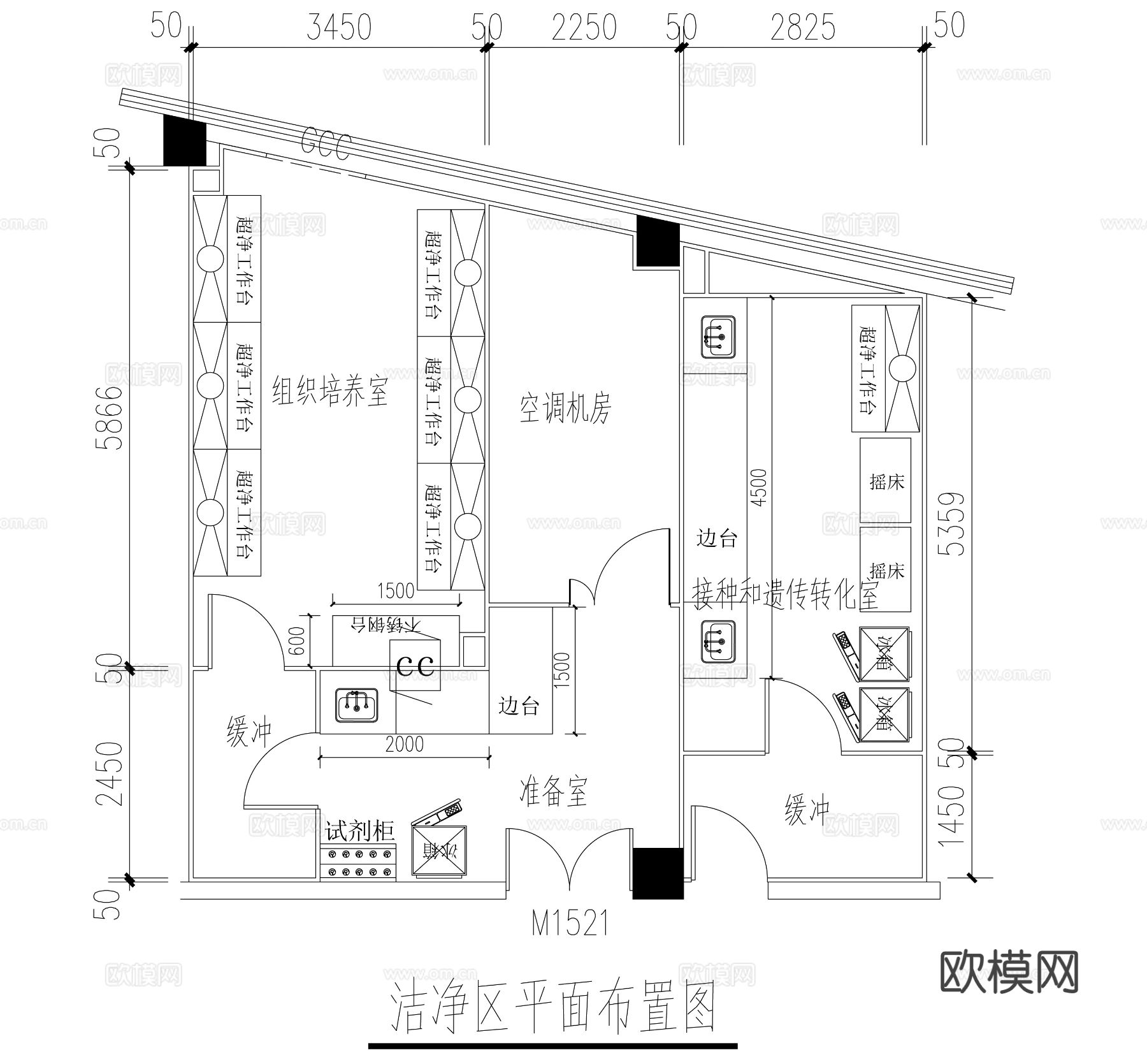 净化实验室 装饰装修 电气工程 给排水 空调 通风系统cad施工图