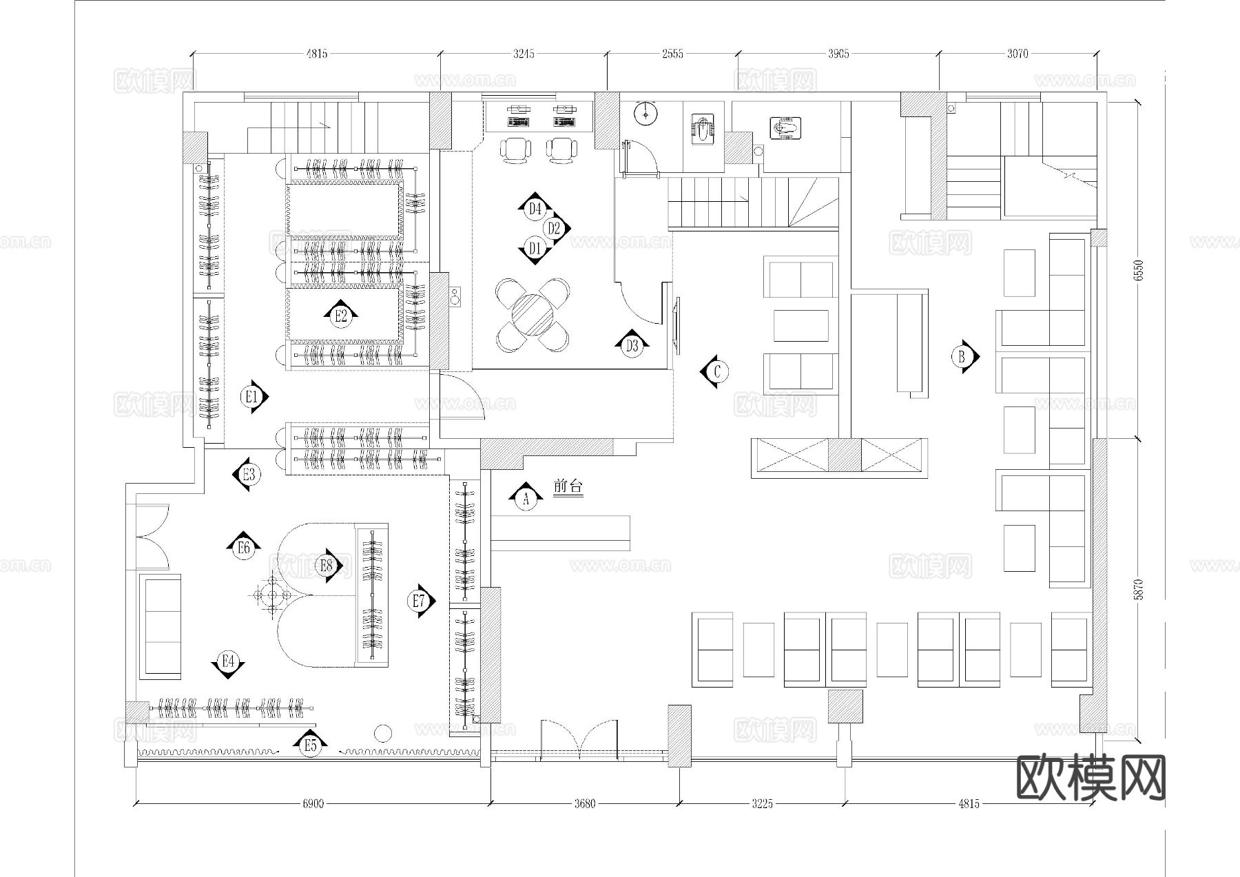 三层婚纱店cad施工图