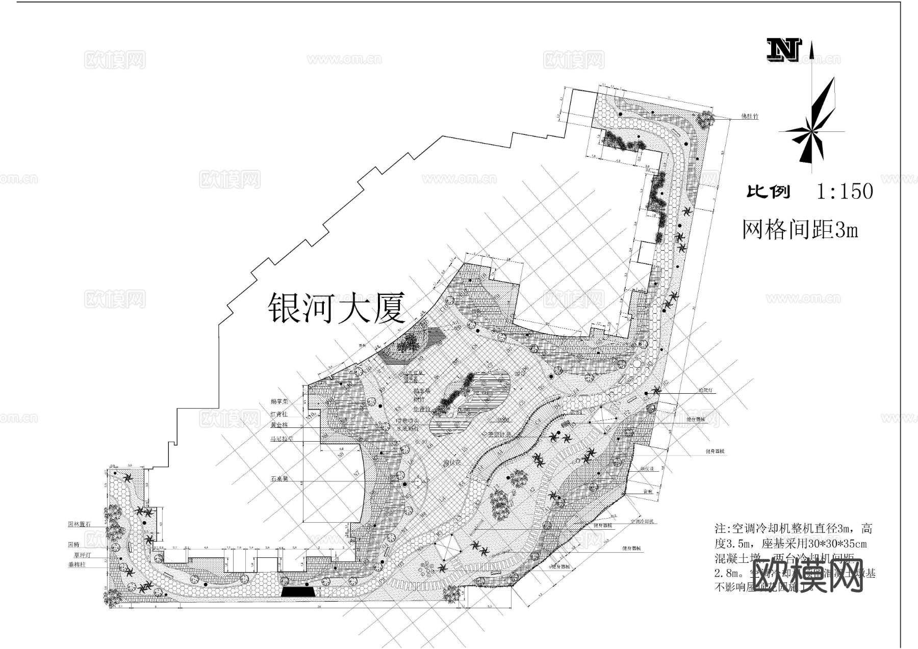 大厦屋顶花园完整版cad施工图