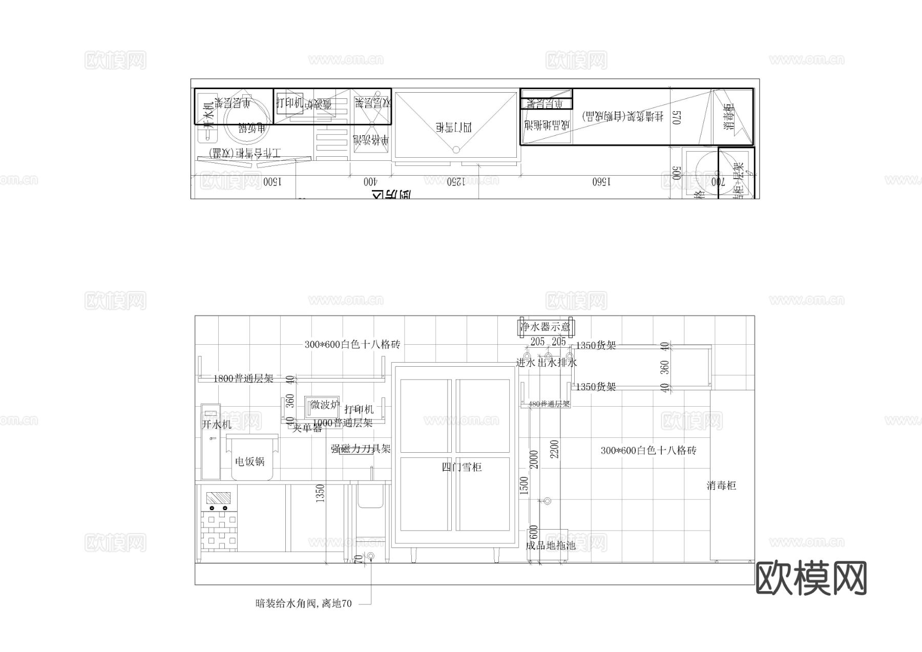 粉店厨房cad施工图