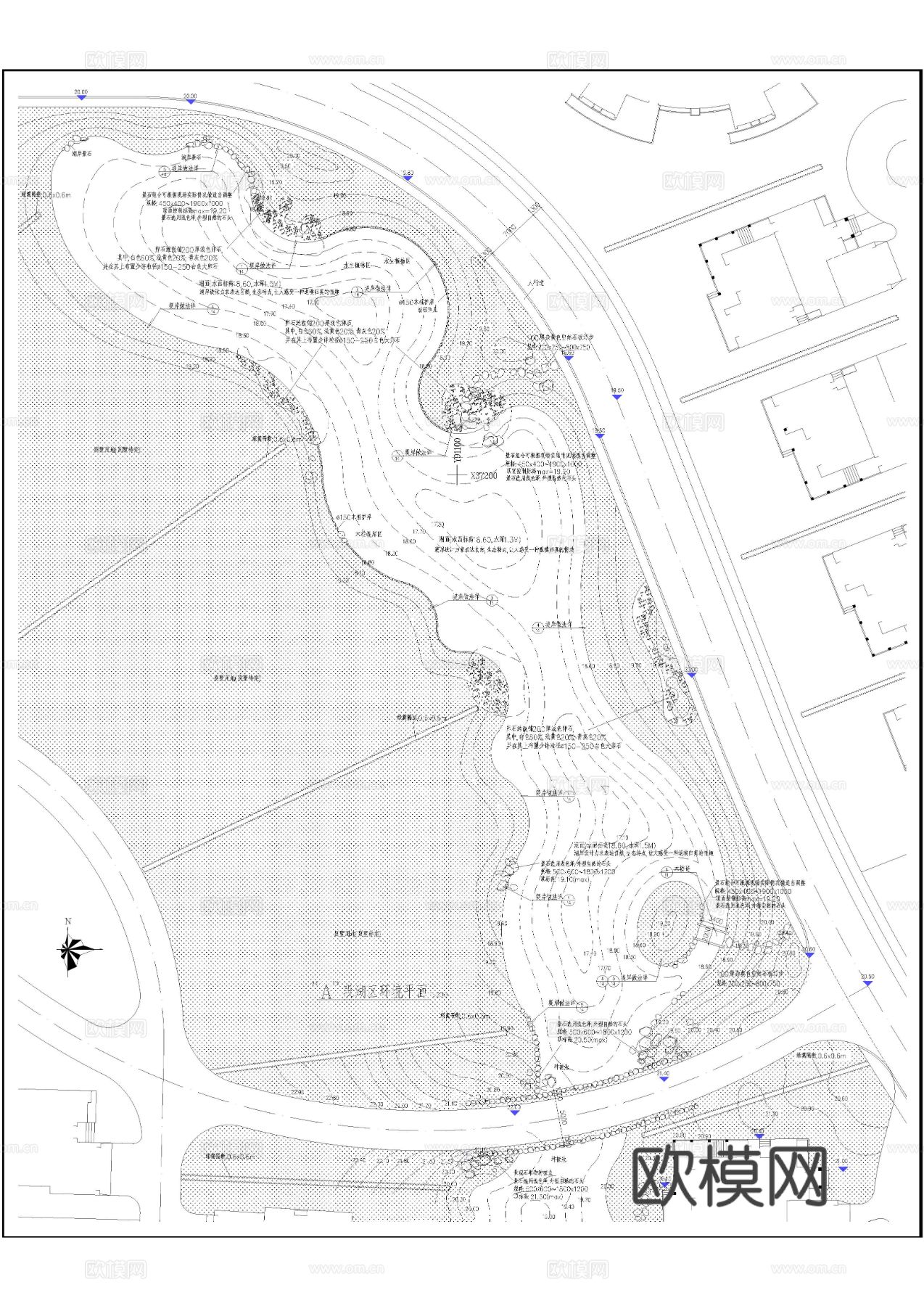 高级住宅区景观cad施工图