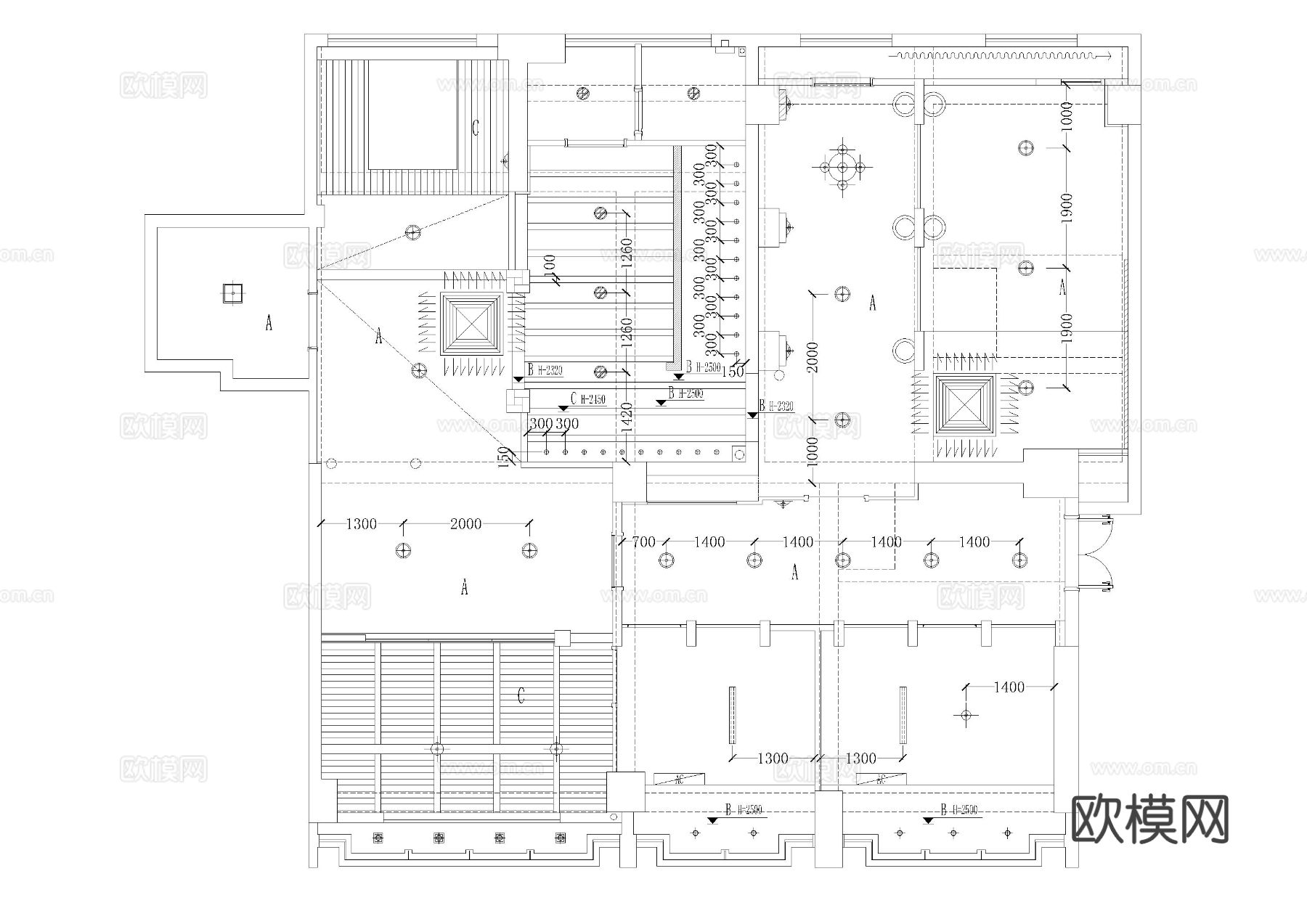 婚纱店公区cad施工图