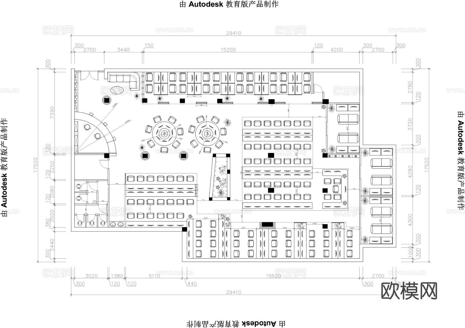 一套网吧装修cad施工图下载（渲染图3）