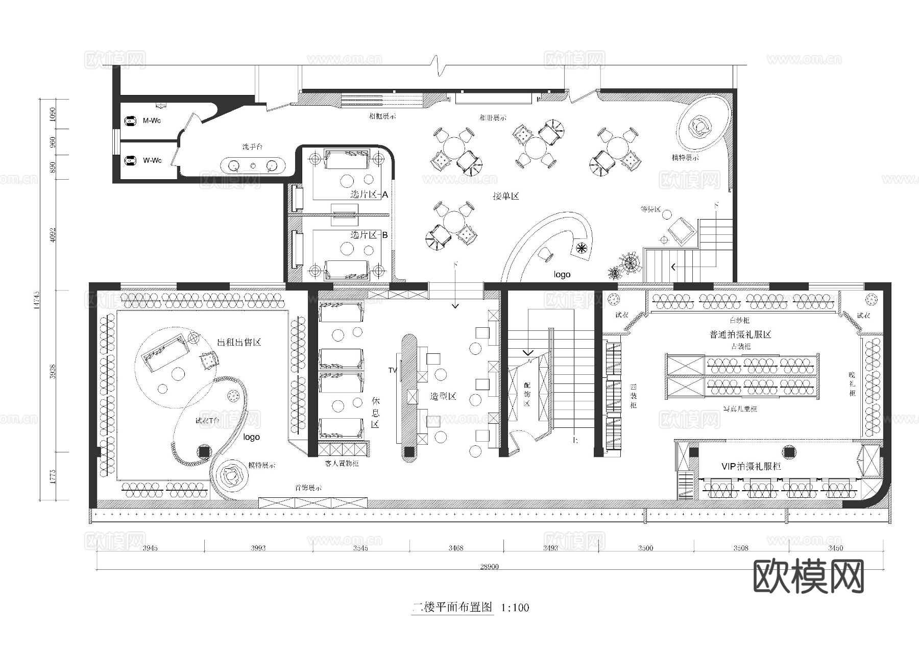 创意婚纱店cad施工图