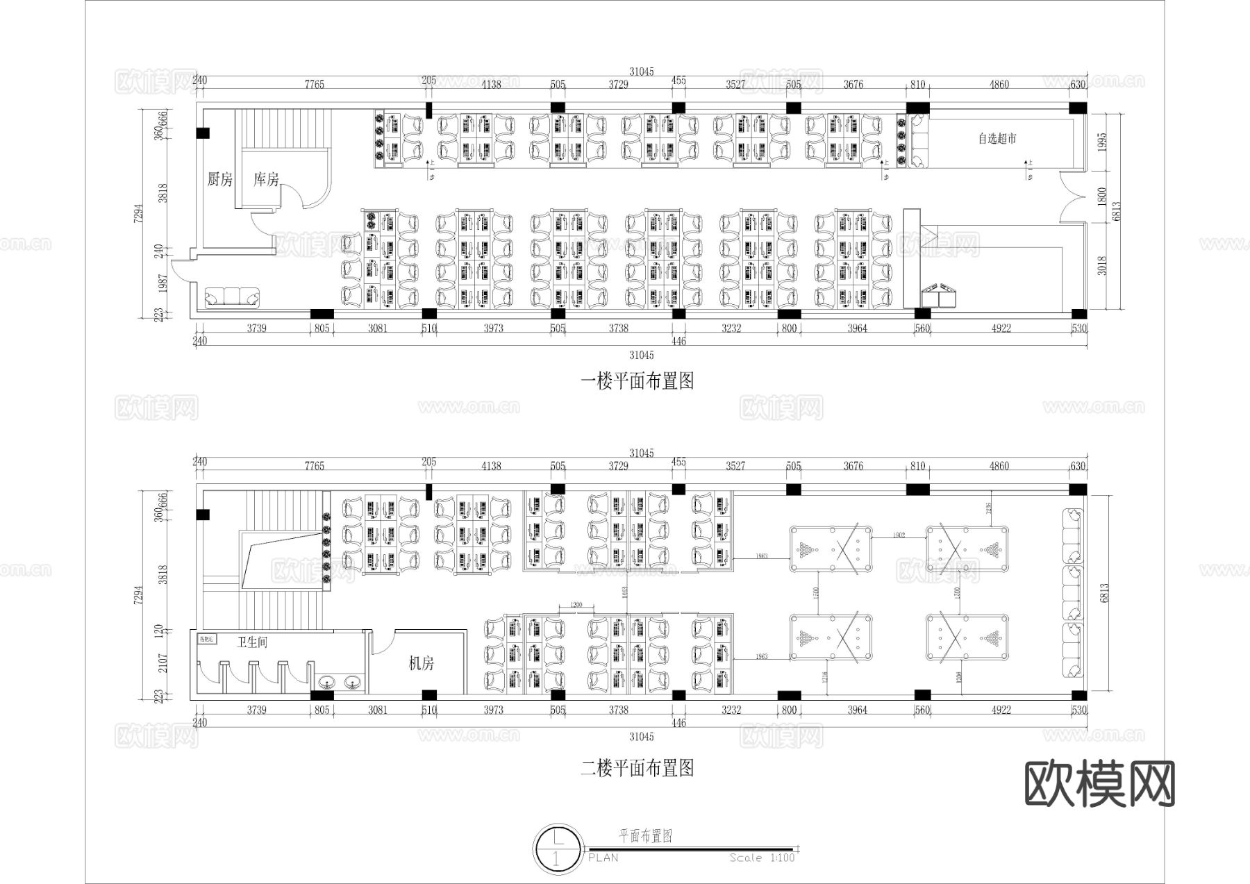 贵阳两层网吧cad施工图