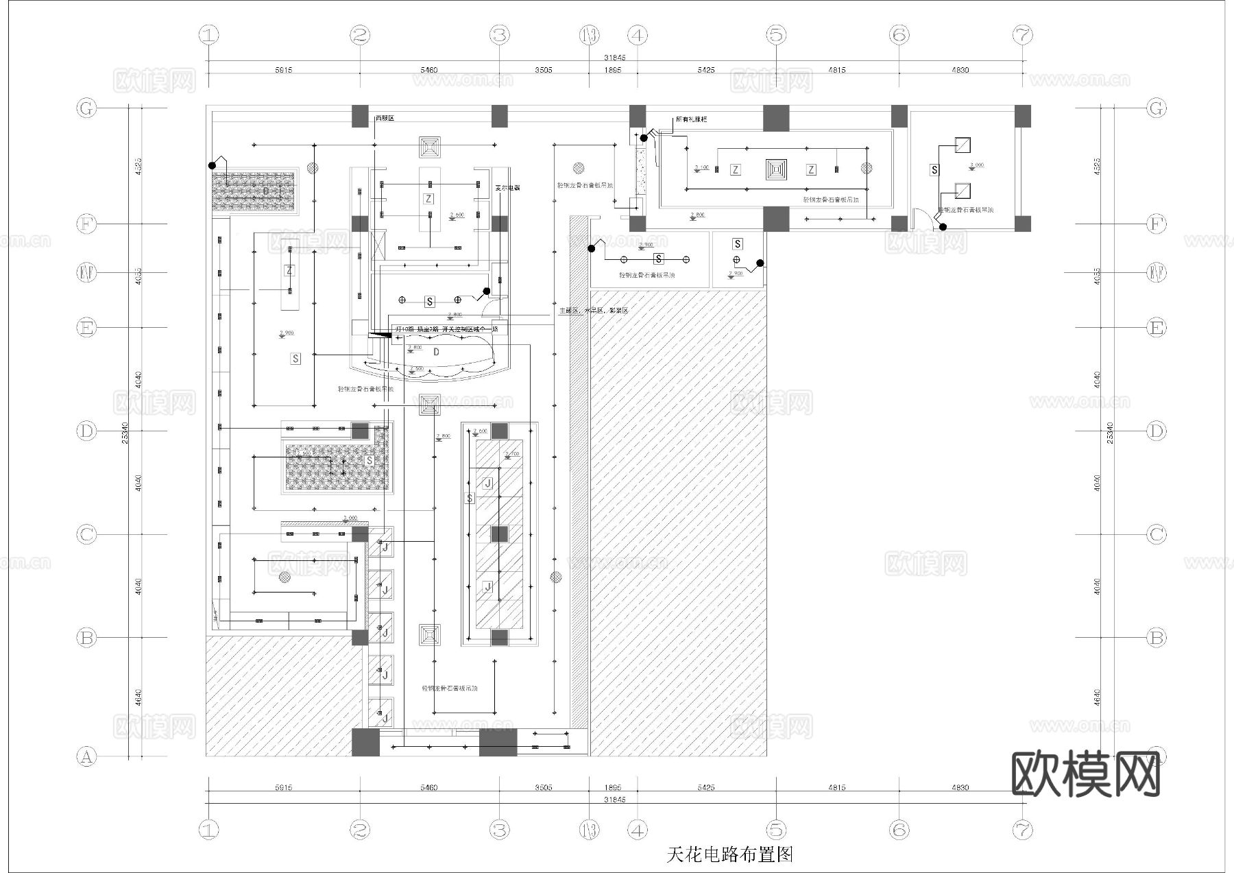 450平婚纱店婚纱店cad施工图